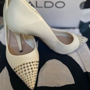 White Aldo Silver Embellished Pumps